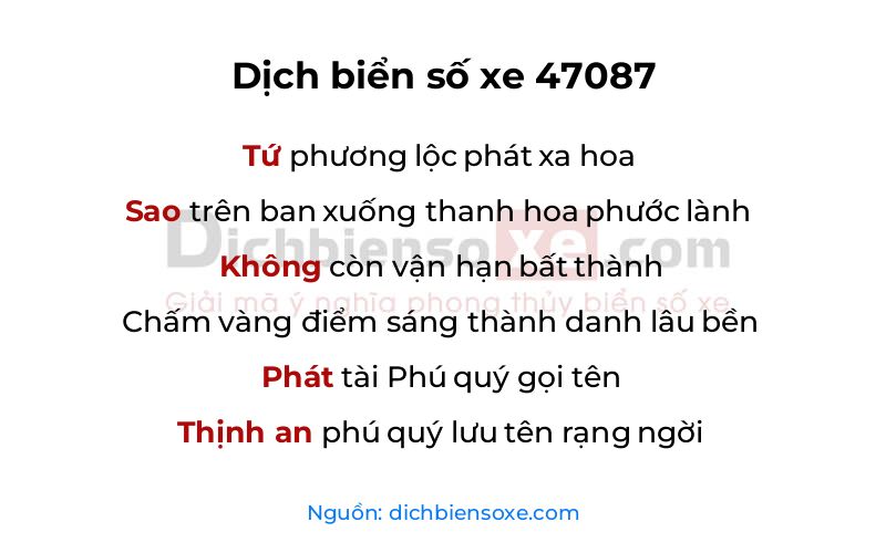 Dịch thơ biển số 47087
