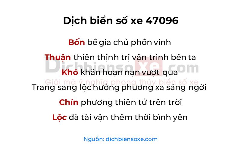 Dịch thơ biển số 47096