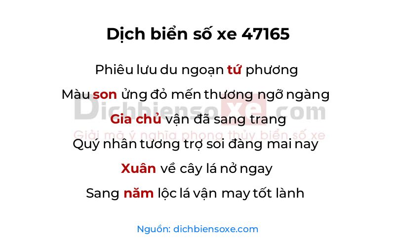 Dịch thơ biển số 47165