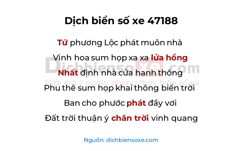 Dịch thơ biển số 47188
