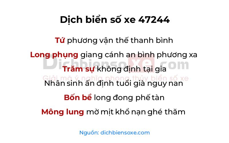 Dịch thơ biển số 47244
