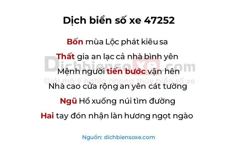 Dịch thơ biển số 47252
