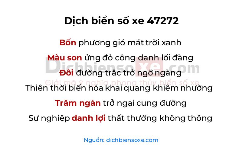 Dịch thơ biển số 47272