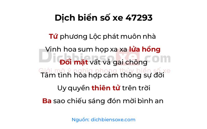 Dịch thơ biển số 47293