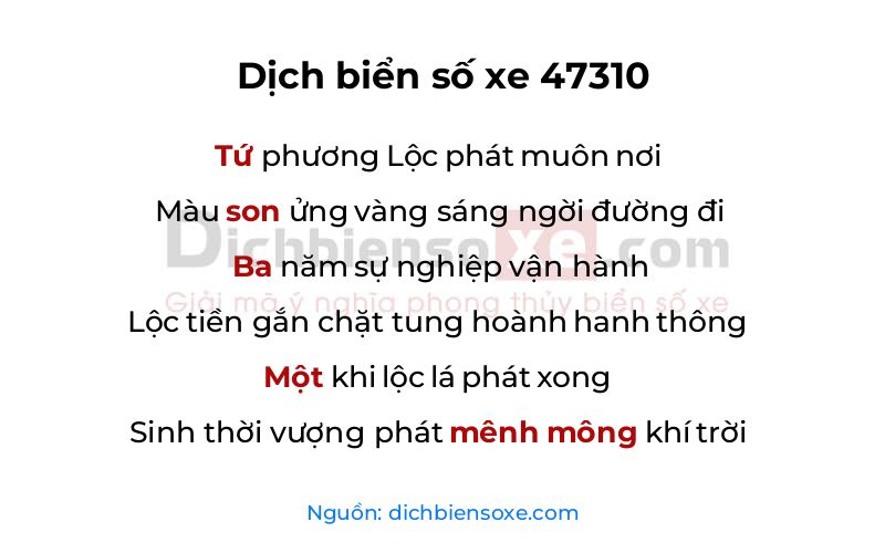 Dịch thơ biển số 47310