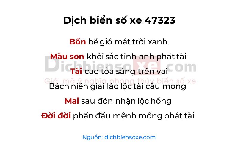 Dịch thơ biển số 47323