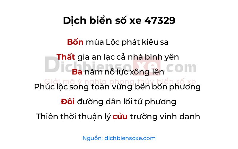 Dịch thơ biển số 47329