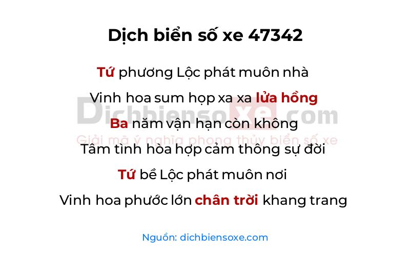 Dịch thơ biển số 47342