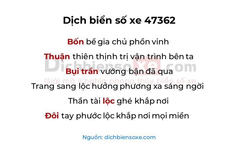 Dịch thơ biển số 47362