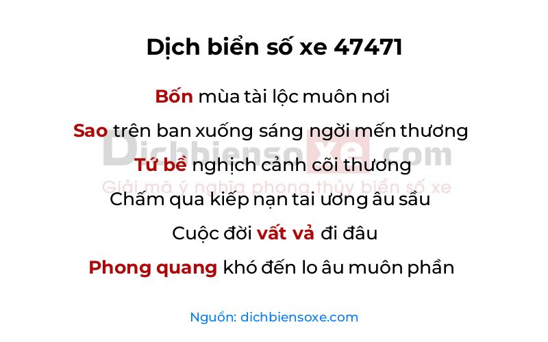 Dịch thơ biển số 47471