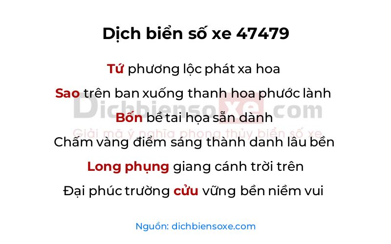 Dịch thơ biển số 47479