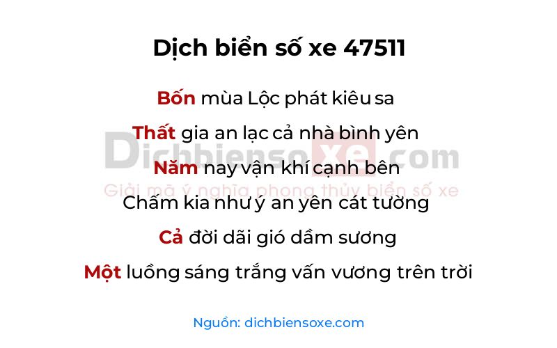 Dịch thơ biển số 47511