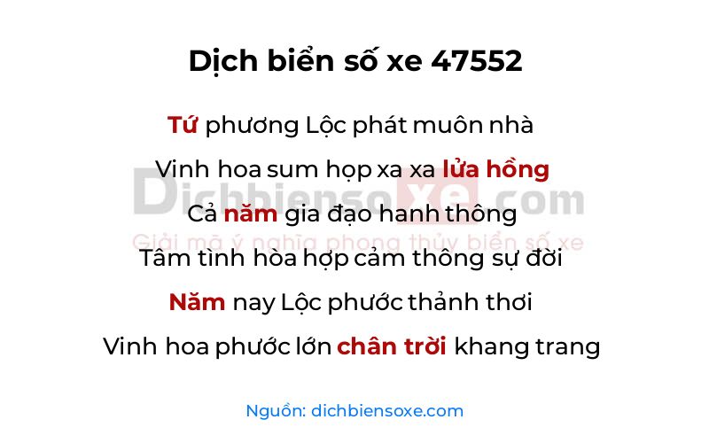Dịch thơ biển số 47552