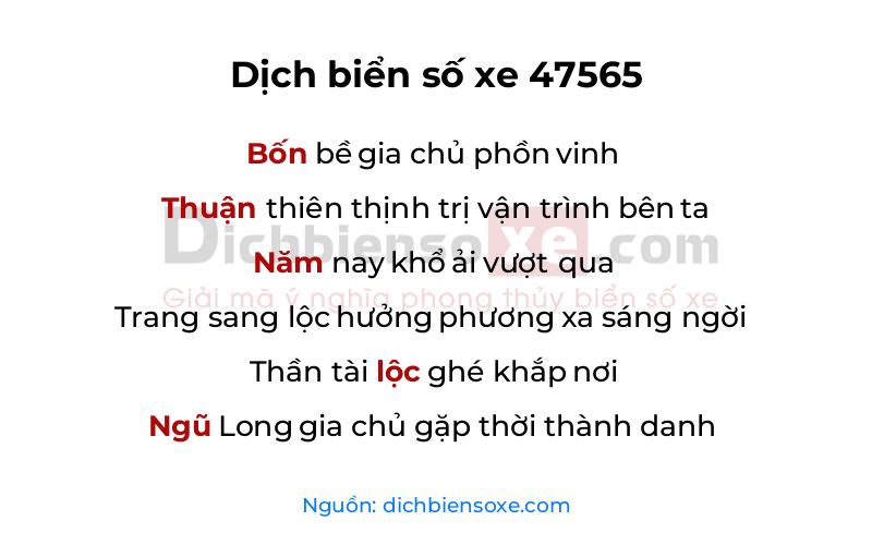 Dịch thơ biển số 47565