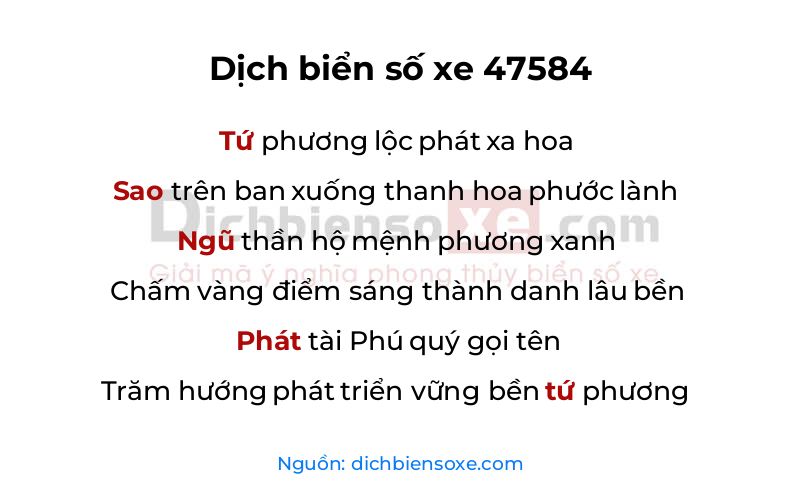 Dịch thơ biển số 47584