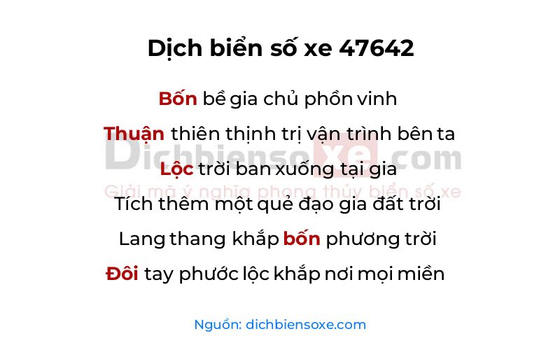 Dịch thơ biển số 47642