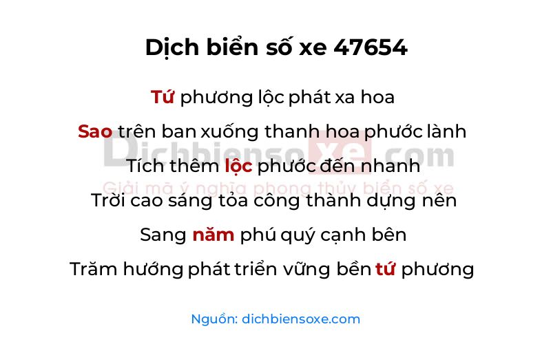 Dịch thơ biển số 47654