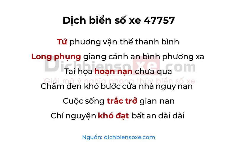 Dịch thơ biển số 47757