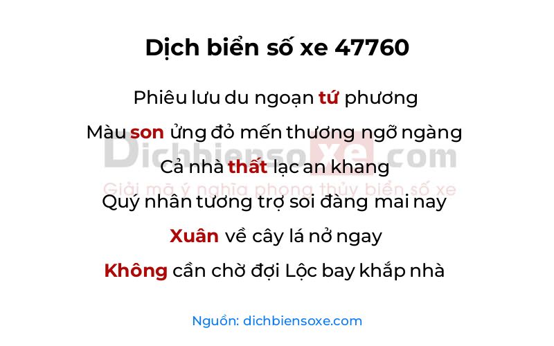 Dịch thơ biển số 47760