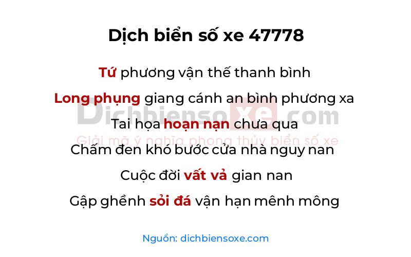 Dịch thơ biển số 47778
