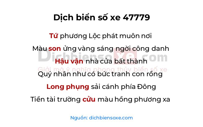 Dịch thơ biển số 47779
