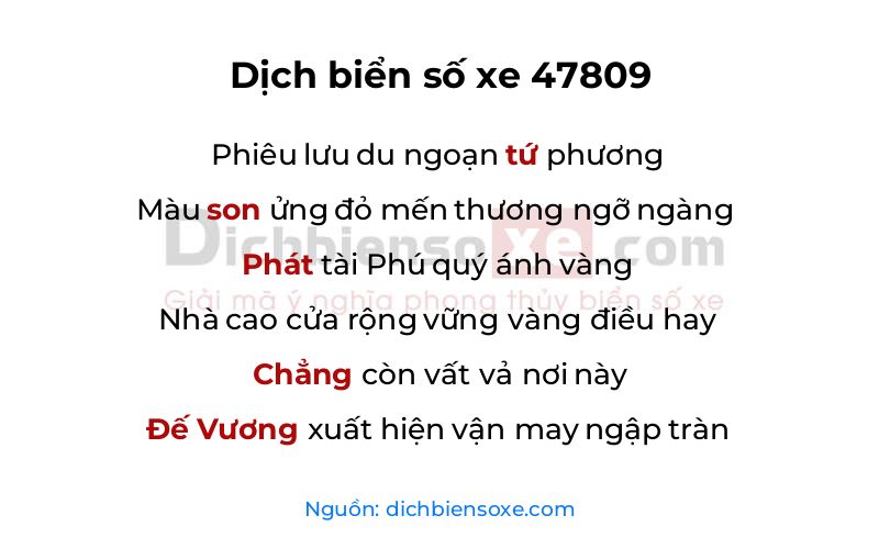 Dịch thơ biển số 47809