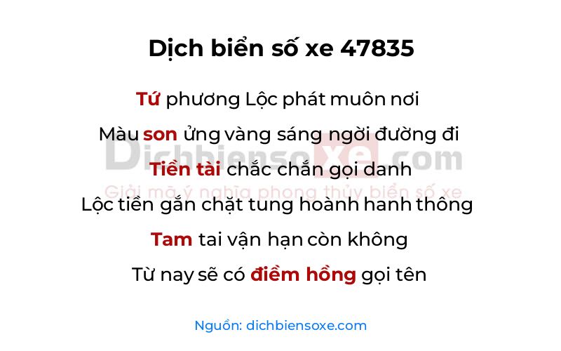 Dịch thơ biển số 47835