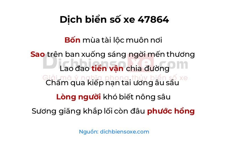 Dịch thơ biển số 47864