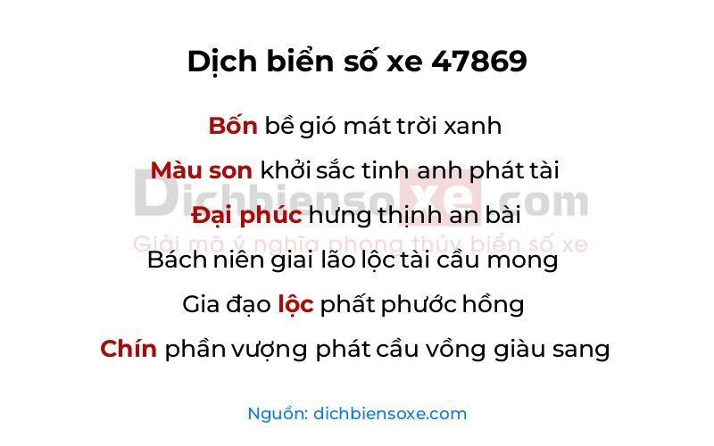 Dịch thơ biển số 47869