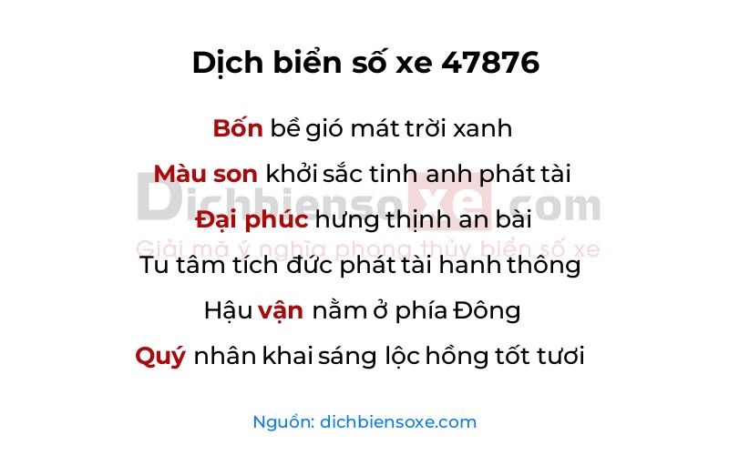 Dịch thơ biển số 47876