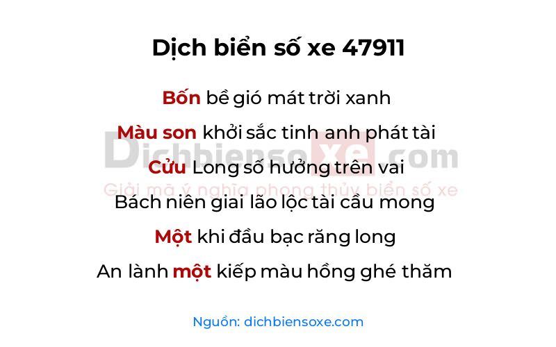 Dịch thơ biển số 47911