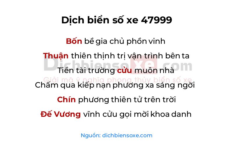 Dịch thơ biển số 47999