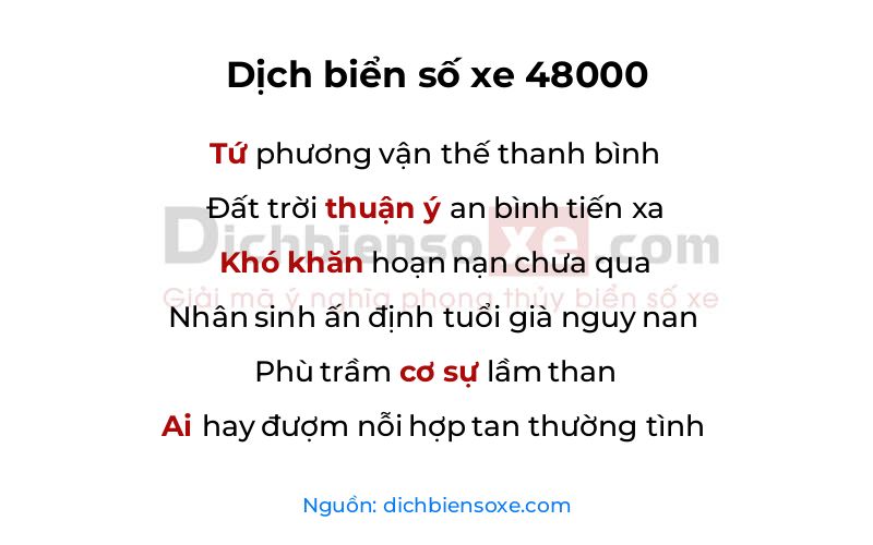 Dịch thơ biển số 48000