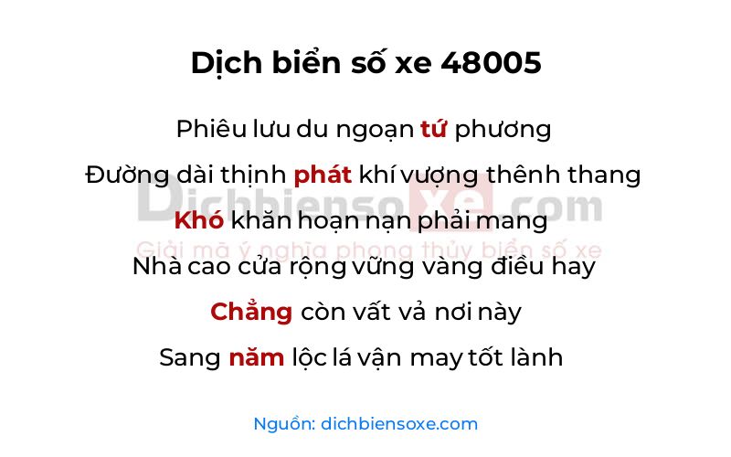 Dịch thơ biển số 48005