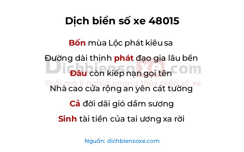 Dịch thơ biển số 48015