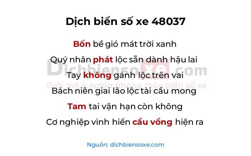 Dịch thơ biển số 48037