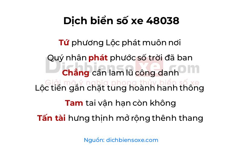 Dịch thơ biển số 48038