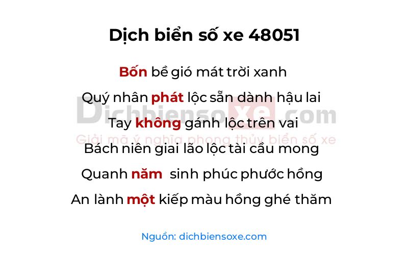 Dịch thơ biển số 48051