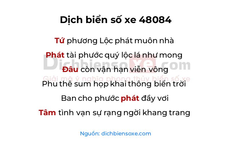 Dịch thơ biển số 48084