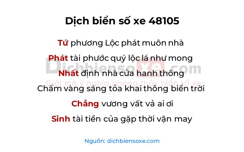 Dịch thơ biển số 48105