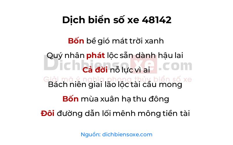 Dịch thơ biển số 48142
