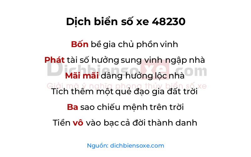 Dịch thơ biển số 48230