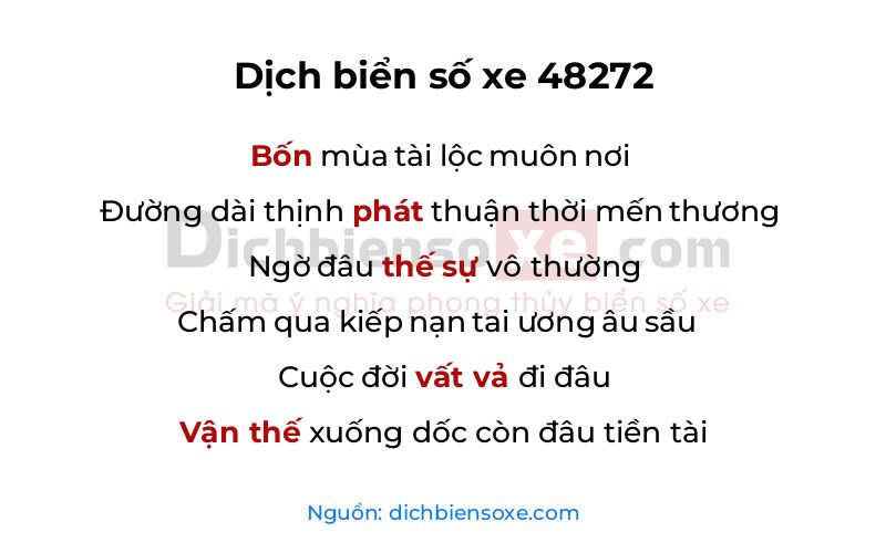 Dịch thơ biển số 48272