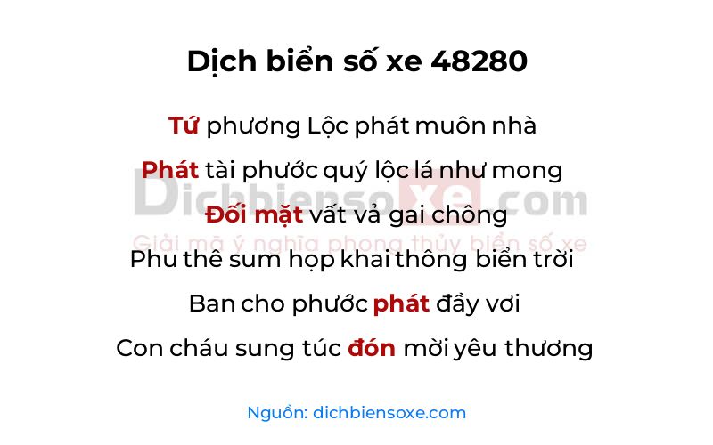 Dịch thơ biển số 48280