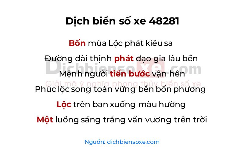 Dịch thơ biển số 48281