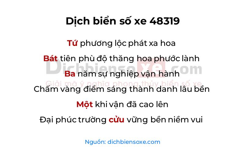 Dịch thơ biển số 48319