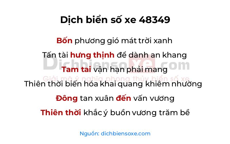 Dịch thơ biển số 48349
