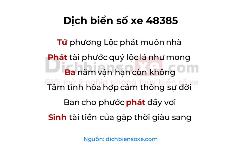 Dịch thơ biển số 48385