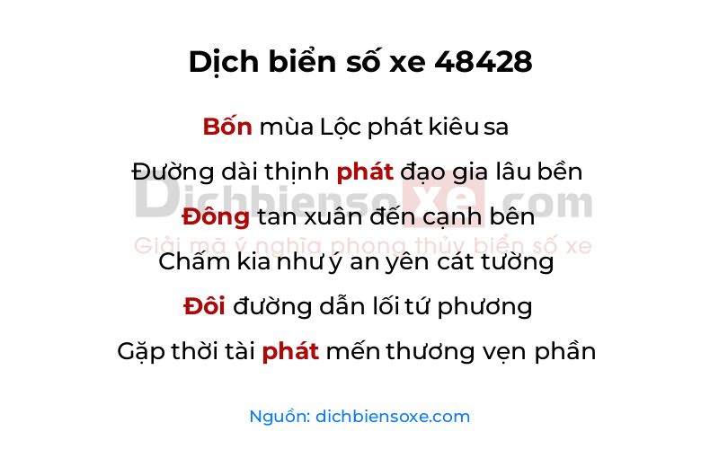 Dịch thơ biển số 48428