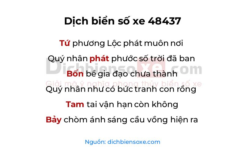 Dịch thơ biển số 48437